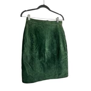 Vintage Cayenne Leather 100% Leather Green A Line Skirt Size 10